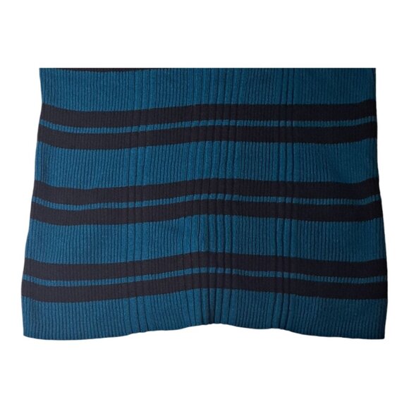 United States Sweaters XL V-Neck Pullover Turquoise Blue Black Striped Stretch - Picture 12 of 16